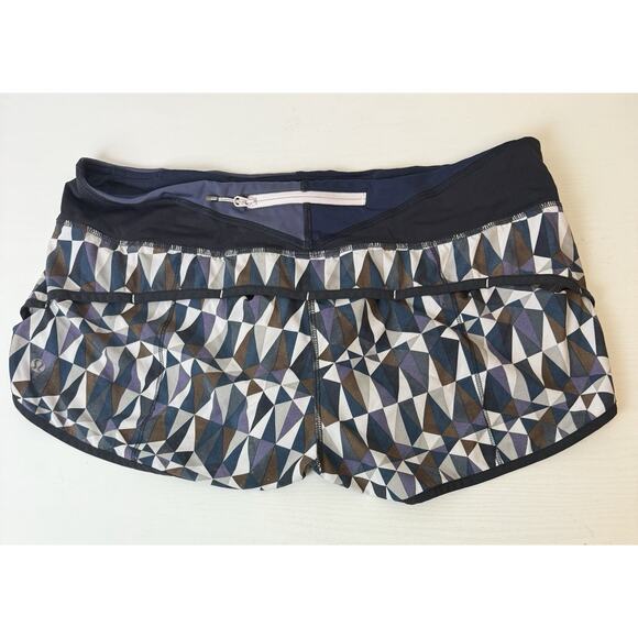 Lululemon Run Speed Shorts Workout Running Athleisure Stained Glass Blue Size 10 - Picture 2 of 5